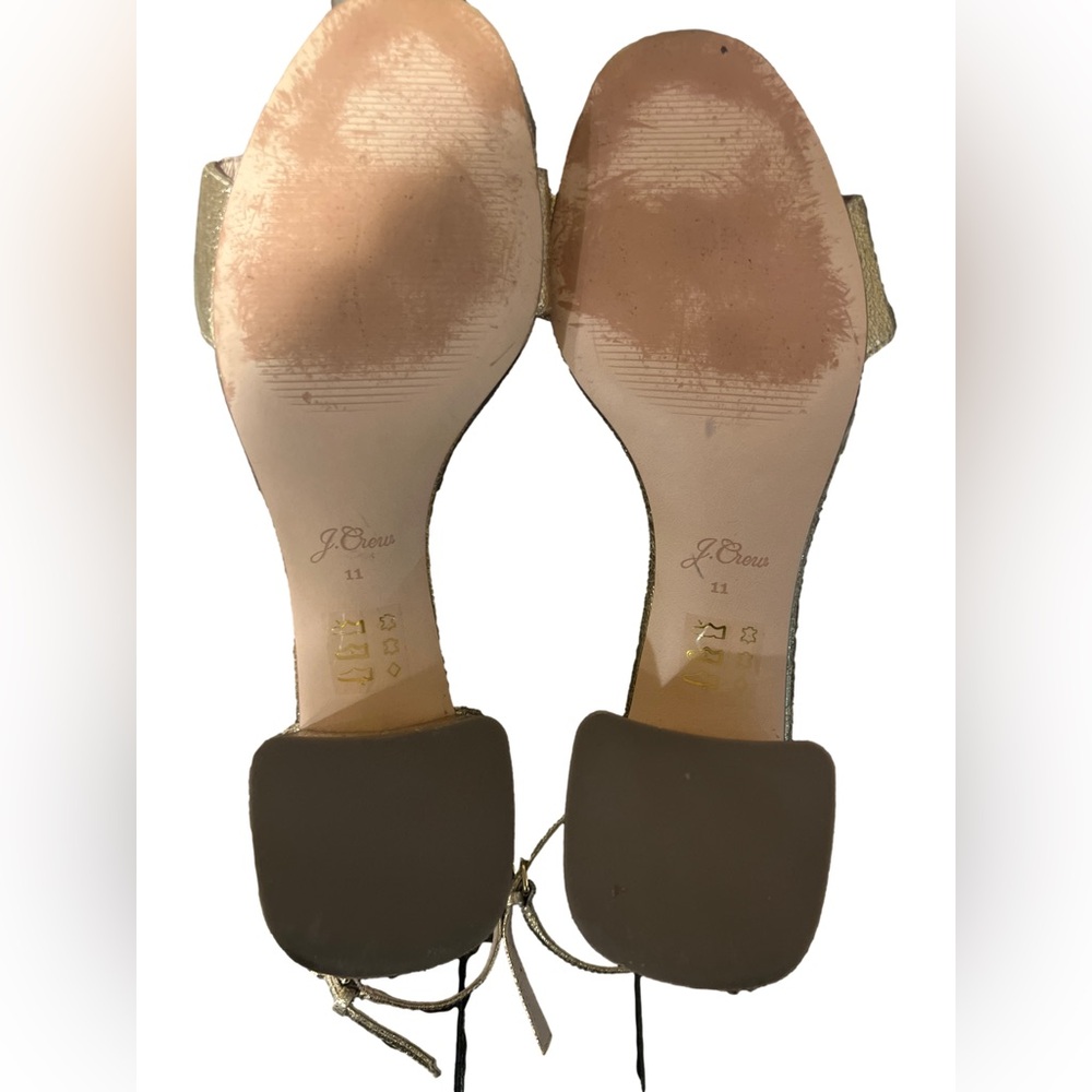 J Crew Elegant Gold Block Penny Heel Sandals - Picture 6 of 8
